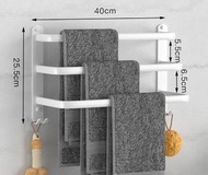 浴室多層免打孔毛巾掛架（鋁毛巾桿-B款三桿40CM白色）