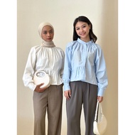 KEMEJA ASOKA Dara Top 1230 - Puff Sleeve Blouse Ruffle Women - Women's Tops Long Sleeve Shirt