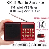 【Hot Sale】 KK-11 Mini Radio Portable LCD Digital FM Radio Speaker | Audio USB Micro SD TF Card MP3 Player