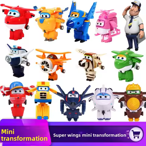 Auldey Original Super Wings Toys for Boys Small Mini Jett Dizzy Donnie Transformable Robot Full Set 