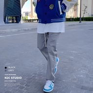[N2C STUDIO] Korean Street VIBE Style 3D Functional Long Drawstring Straight Side Slit Wide Leg Nylo