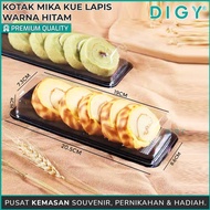 (5pcs) Black Layered Cake Mica Box Size: 20.5x 8.6x 4cm Transparent Mica Cake Box Souvenir Packaging