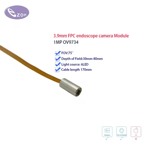 1MP 3.9mm FPC flexible cable endoscope Probe FOV75゜ USB industrial endoscope camera EZ-EN39L-S