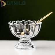 DANILO1 Cocktail Glass, Transparent Household Ice Cream Bowl, Salad Bowl Thickened Flowers Shape Goblet Milkshake