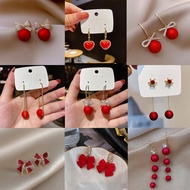 red earrings premium bow diamond earrings