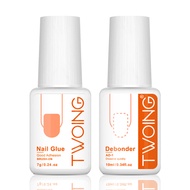 TWOING Nail Tips Gel and Glue Remover Kit No UV Light Needed Fake Nails Plate Adhesive Quickly Remov