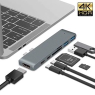 USB C Hub, USB-C Duo 7-in-2 for MacBook Pro Air, HDMI-compatible 4K60Hz HDR 100W PD 40Gbps USB 3.1 M