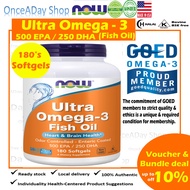 ✷(ready stock) Now Foods Ultra Omega-3 180 Softgels , 500EPA  250DHA , fish oil omega 3✫
