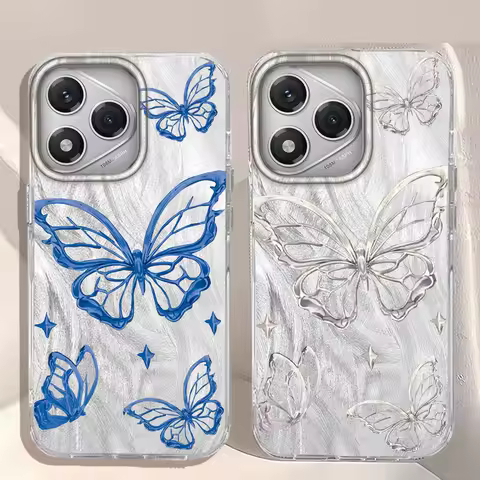 Silver Butterfly Feather Texture Phone Case for Honor 400 200 90 Smart Pro X9a X9c X8b X8a X8c X7c X