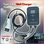 Type 2 EV AC Charging Station / Wall Charger 5 Meter 7kW ~ 3 Months Warranty