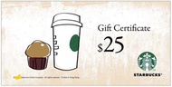星巴克 $25 禮券 Starbucks $25 Coupon