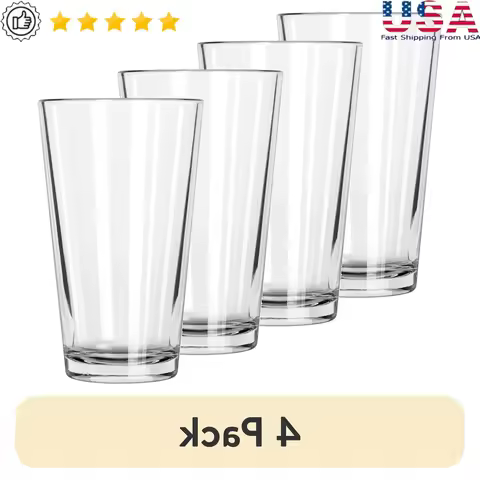 4 Pack Everyday Clear Pint Glasses Durable 16oz Tumbler Beer Water Smoothie Versatile Use Dishwasher