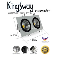 KINGSWAY LED RECESS FITTING COB TYPE 2X 15WATT WARMWHITE COLOR TWIN EYEBALL DOWN LIGHT