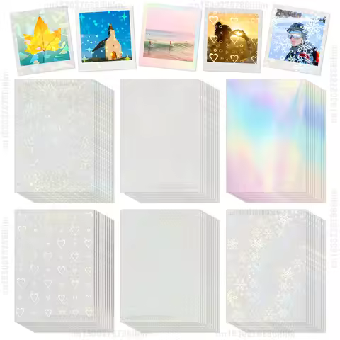 10Sheets Adhesive Cold Laminating Film Waterproof A4 Hologram Dot Broken Glass Paper Film DIY Packag