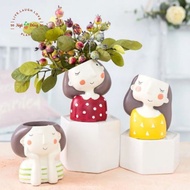 [Cute Gift] Balcony Planting Pots Mini Landscape Girl, Beautiful Flower Arrangement, Lovely Balcony 