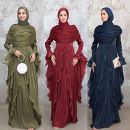 Tight Waist Double-layer fabric abaya Ramadan Muslim Fashion Islam Arab Women Wear Dubai Muslimah dr