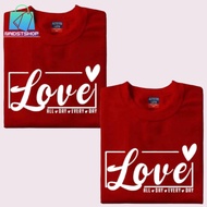 2PCS COUPLE LOVE ALL DAY TSHIRT MINIMALIST PRINT 100%COTTON