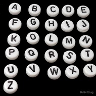 White Background Single Letter Beads Black Characters*Wholesale Mixed Letters47Optional Beads Beaded