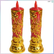 Battery Operated Candles Gold Decor Chinese Electric Altar Light Lamp  junshaoyipin