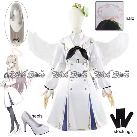 Anime Game Blue Archive Cosplay Kirihuji Nagisa White Dress Wing Women Girl Halloween Cosplay Costum