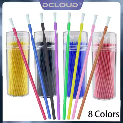 DCLOUD 100Pcs/Box Dental Disposable Micro Applicator Brushes Long Head Brush Bendable Sticks for Mak
