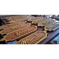 Signage Signboard Alamat Custom Materials Kayu Cengal Ukir