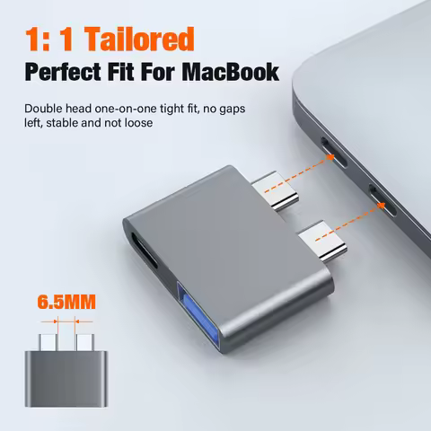 Dual USB C Type-C HUB OTG Convertor for Macbook Air 2019 Mac Pro 2020 Thunderbolt 3 Docking Station