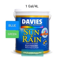wall paint ❂Davies Sun &amp; Rain BLUE/GREEN GALLON for cement◎