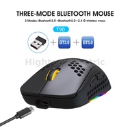 HXSJ T90 Wireless Mouse Three Mode Wireless Mouse Built-In Batteries Rechargable Mouse RGB Luminous 