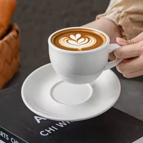 European white porcelain latte coffee cup breakfast milk bread cup office mug exquisite ceramic afte