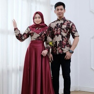 batik couple gamis terbaru kombinasi polos couple gamis syar'i - kmj pendek a m