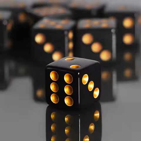 6pcs Black & Gold Dice Set, Acrylic D6 Numbered 1-6 for Board Games, Wargaming, Tabletop & Party Fun