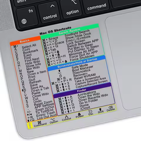 Mac Keyboard Shortcut Stickers for 13-16 Inch MacBook Pro/Air Clear Mac OS Shortcuts 2026
