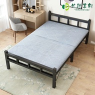 Metal Bed Frame Single Foldable Bed Single Simple Foldin Delivery To SG g Single Double Portable Home Lunch Break Hard-Based Bed 单人床
