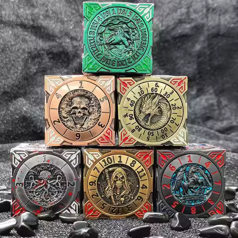 7-in-1 Rotating Metal Dice Polyhedral Wheel RPG Role Playing DND Dungeons&Dragons 6-sided Dice Set D