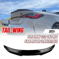 For BMW G23 G83 M4 430i M440i Convertible 2021+ Gloss Black M4/PSM Style Rear Bumper Trunk Spoiler W