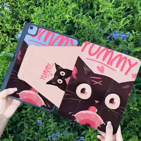 Black Kitten Cover Pencil Holder Funda for Ipad 7th Generation Case Ipad Case 10 Generation Ipad 201