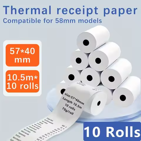 10 Rolls of Cash Register Paper, Receipt Paper, for Cash Registers and Service Point Printers 57*40m