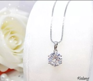 PERHIASAN WANITA KALUNG TITANIUM SILVER FREE LIONTIN PERMATA CANTIK ANTI LUNTUR/KARAT
