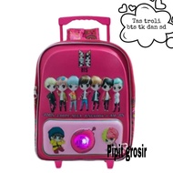 BTS push trolley children's bag, elementary and kindergarten children's bag, BTS character