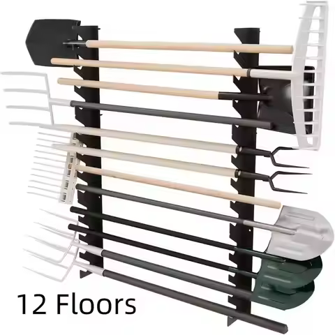 8/12th Floor Garage Tool Rack Wall Mounted, Shed Wall Organization Rack, Horizontal Tool Rack, Shove
