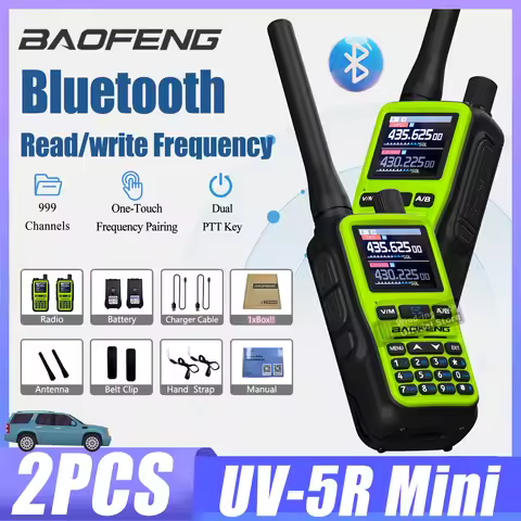 2PCS UV5R Mini Baofeng Radios High Capacity Dual Band TYPE-C Charging Bluetooth APP Program Walkie T