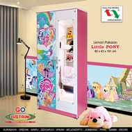Distrindo - Lemari Pakaian Anak Besar Unicorn Little Pony Cermin Panjang Full Papan Tebal