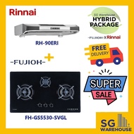 FUJIOH X RINNAI COMBO [FH-GS5530SVGL Fujioh Glass Cooker Hob GS5530 5530 5530SVGL and RH-90ERI Rinnai Slim Hood]
