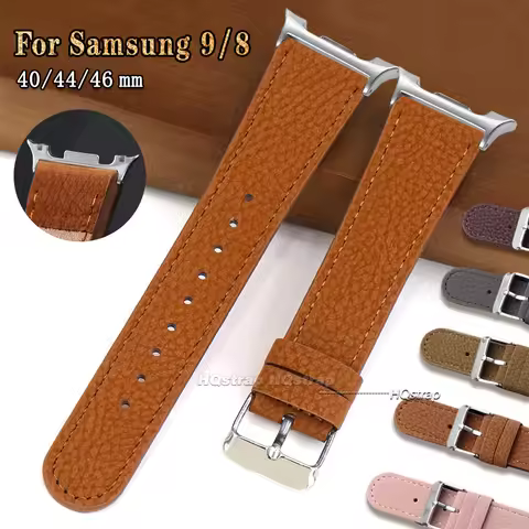 Leather Watch Strap for Galaxy Watch 9 8 44mm 40mm Wrist Band for Samsung Galaxy Watch 8 Classic 46m
