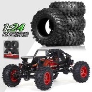 1.0in Rubber Tires Tyre & Plastic Wheel Rims Set for 1/18 1/24 RC Crawler Car Axial SCX24 FMS FCX24 