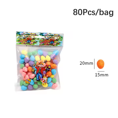 80pcs/bag Glitter Easter Eggs Colorful Foam Bird Pigeon Eggs DIY Craft Happy Easter Decorations Kids