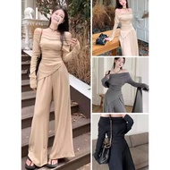 Beautiful Girl Set Asymmetrical T-Shirt + Wide-Leg Pants