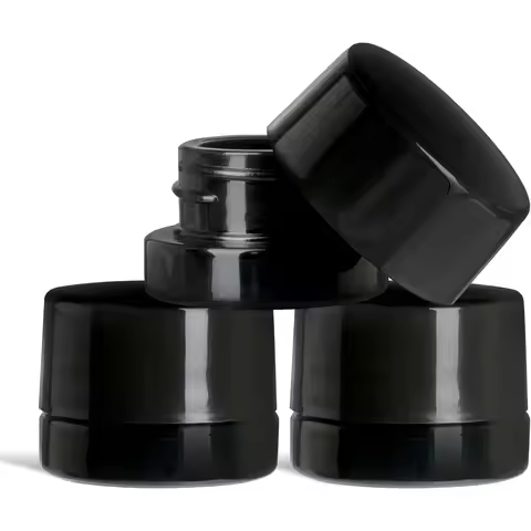 30Pack 5ml Thick Black Glass Jars with Lids UV Resistant Storage for Oil Lip Balm Wax Cosmetics 3g 9