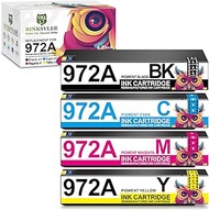 4-Pack 972a BK/C/M/Y Ink Cartridges Work for HP Widepage Pro MFP 477dw 577dw 377dw 352dw 452dw 552dw